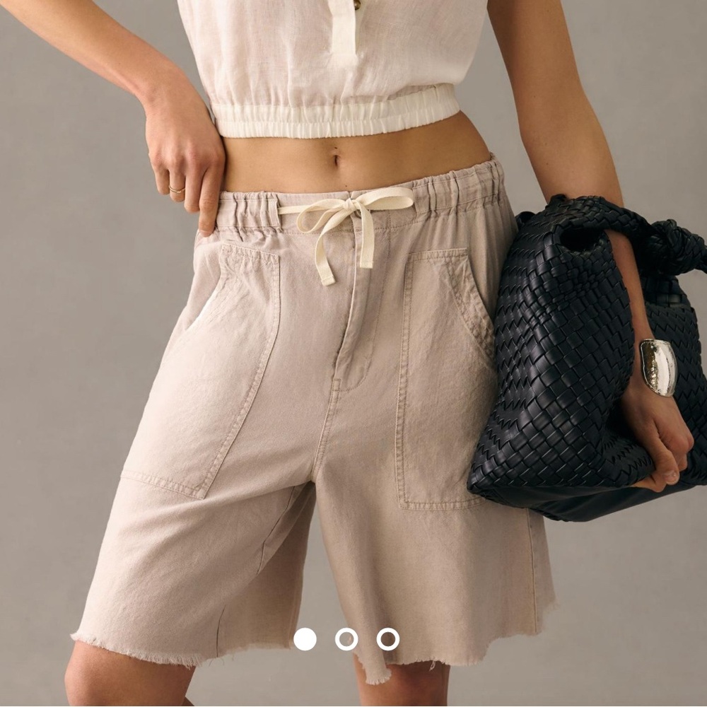 Anthropology Relaxed Wide Leg Linen Short